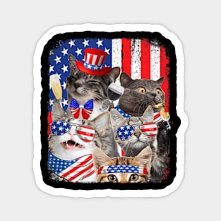 Funny Cat Patriotic USA Cat Lovers Cat Happy 4th July Magnet