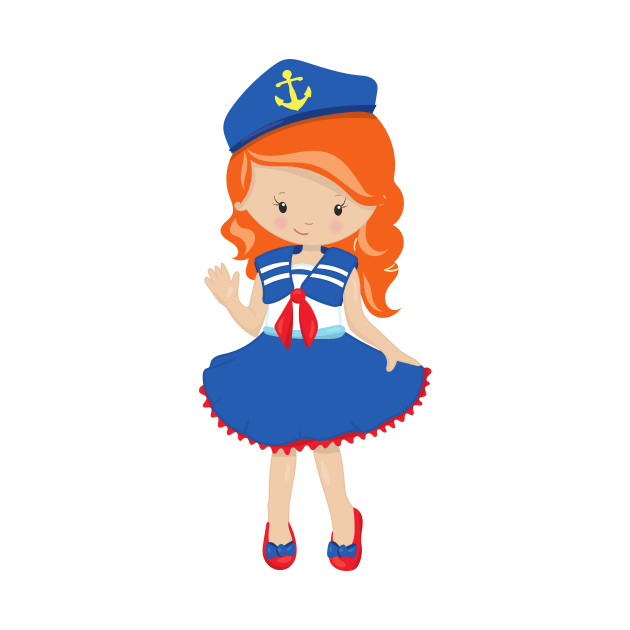 Boat Captain, Skipper, Orange Hair, Cute Girl by Jelena Dunčević