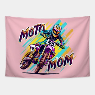 "MOTO MOM Urban Blaze"- Dirt Bike Racing Tapestry