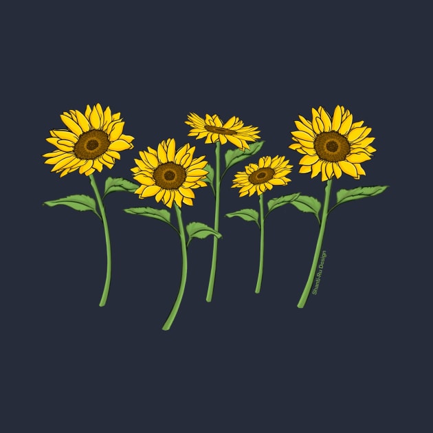 Simple Sunflowers Minimalist design by Shanti-Ru Design