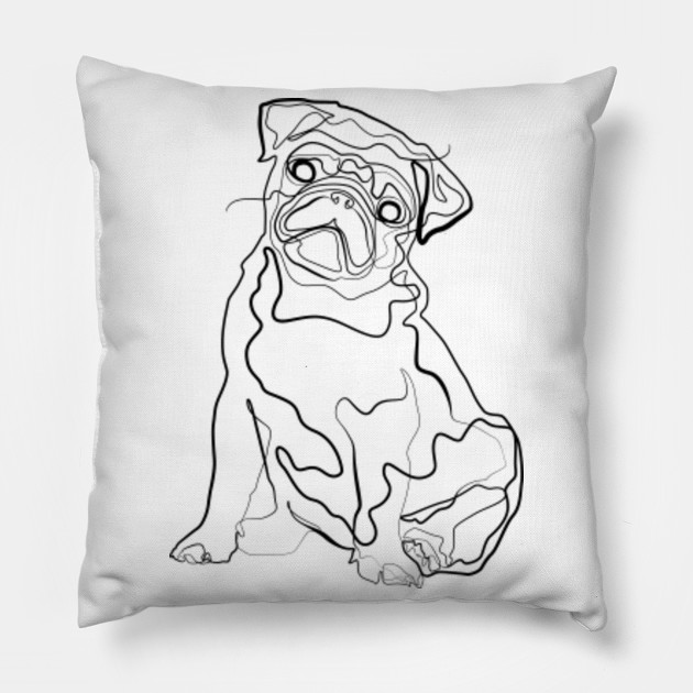 Pug Dog One Line Drawing Pug Pillow Teepublic