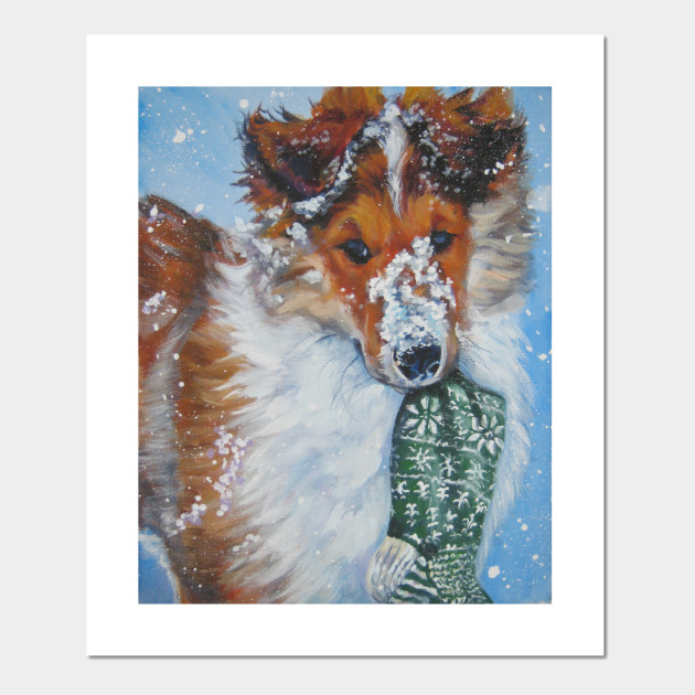 Collie Christmas Fine Art Painting Rough Collie Posters And