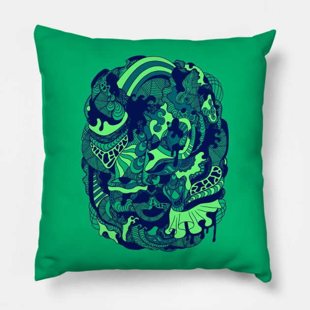 Ngreen Abstract Wave of Thoughts No 2 Pillow by kenallouis