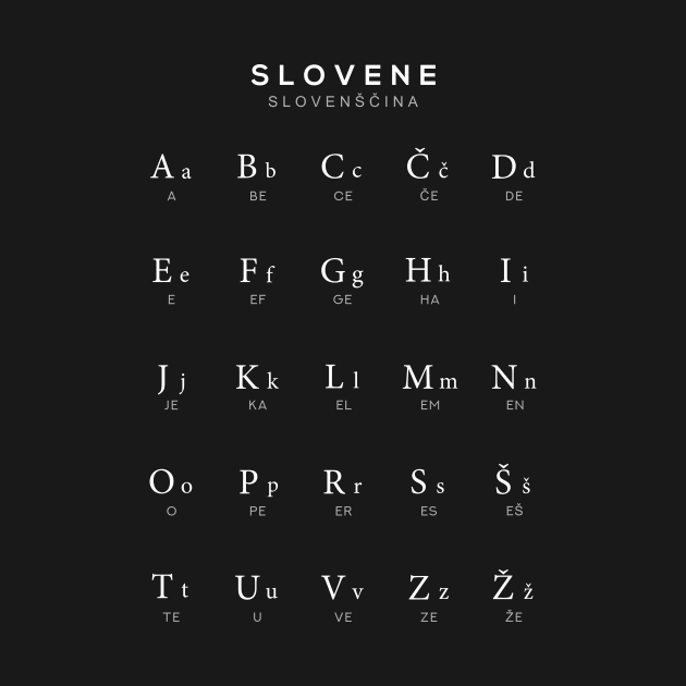 Slovene Alphabet Chart - Black by typelab