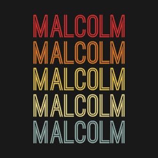 Malcolm Name Vintage Retro Pattern T-Shirt