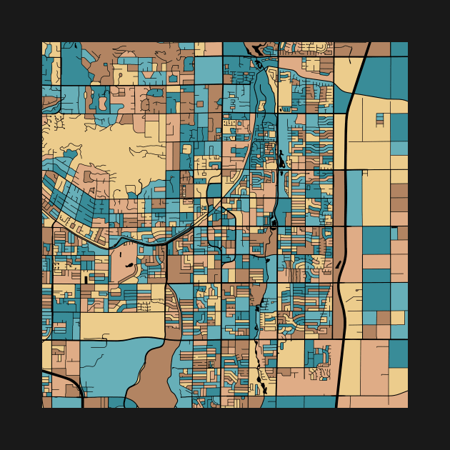 Scottsdale Map Pattern in Mid Century Pastel by PatternMaps