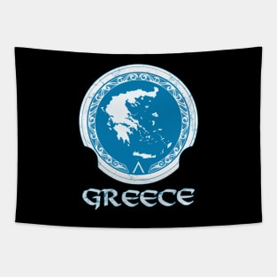 Greek Map on Spartan Shield Tapestry