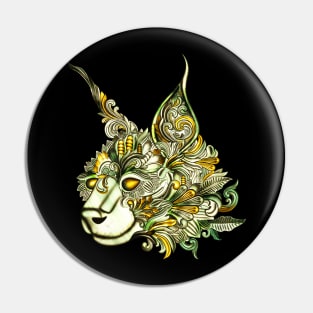 Decorative fantasy wolf head Pin
