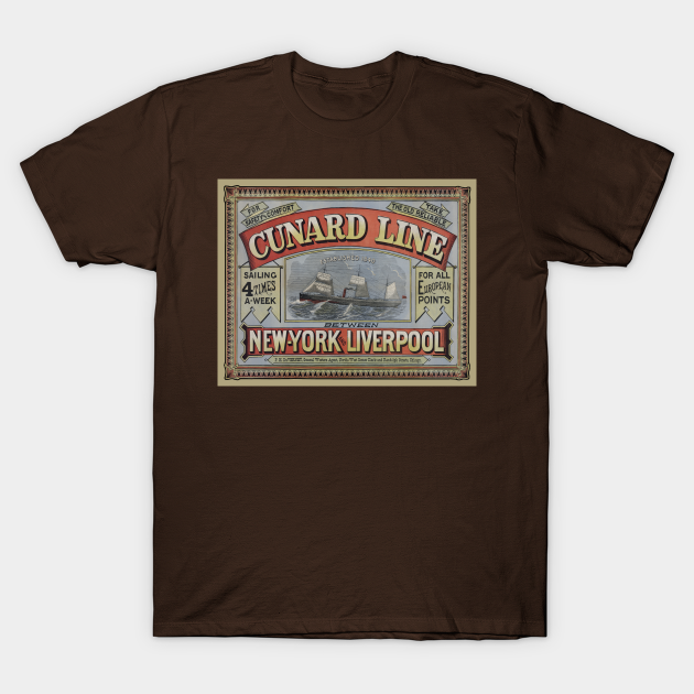 Discover Vintage Cunard Line Shipping Company Ad - Ocean Travel - T-Shirt