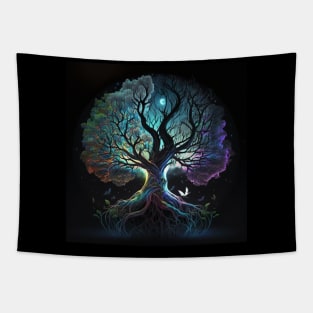 Tree of Life at Night - Celestial Glow Tapestry