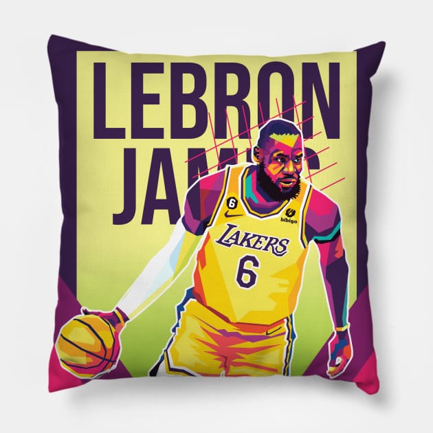 lebron james pop art Pillow by cool pop art house