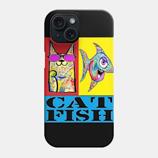 funny pop art cat fish Phone Case