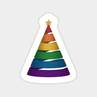 Large Spiral LGBTQ Pride Rainbow Christmas Tree Vector Magnet