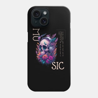 Beautiful music victor illustration design, dead skull listen to music flowers design Phone Case