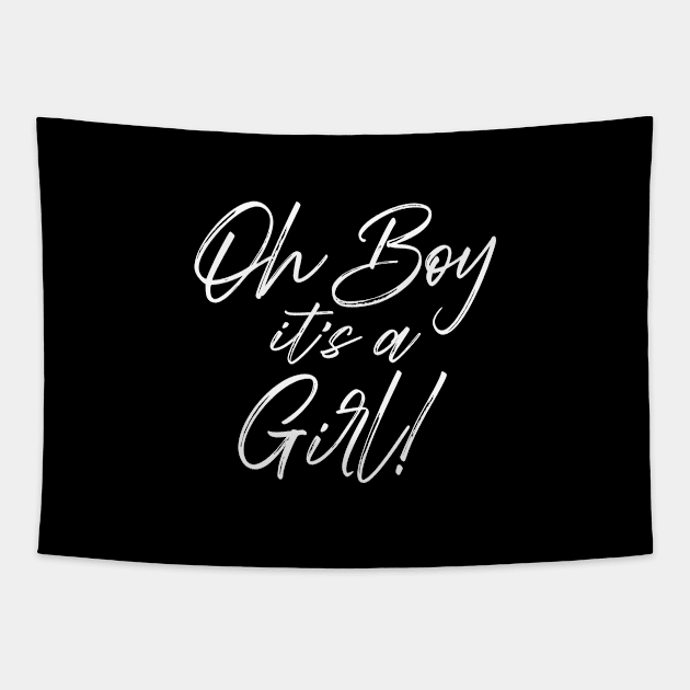 Funny Gender Reveal Joke Surprise - Oh Boy It's A Girl, Pink Or Blue Party Gift For Men & Women Tapestry by Art Like Wow Designs