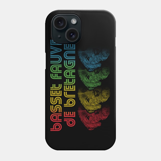 Cool Retro Groovy Basset Fauve de Bretagne Dog Phone Case by Madfido