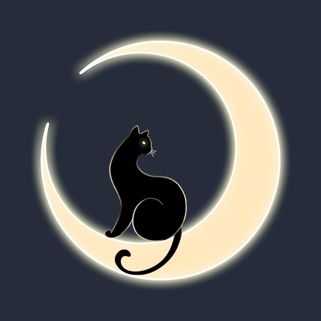 Night cat on the moon by quenguyen