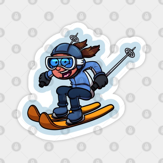 Skiing Girl Magnet by TheMaskedTooner