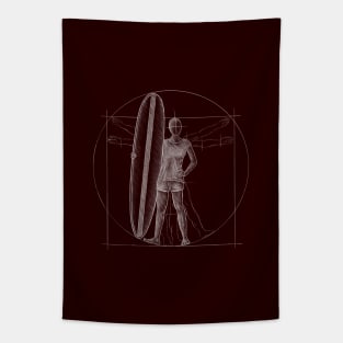 Surfer Girl DaVinci Vitruvian Woman Tapestry