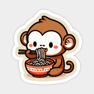 Kawaii monkey eat Ramen Magnet