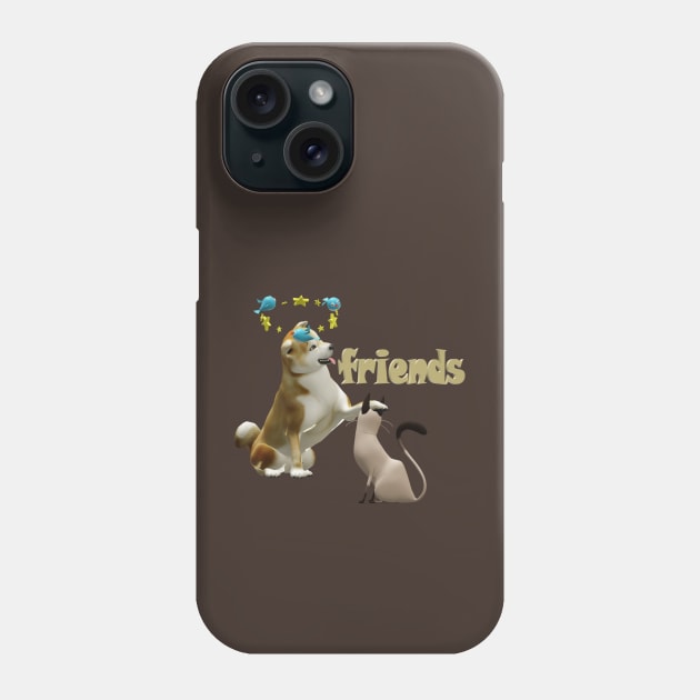 dogs and cats are frends Phone Case by Bari-520