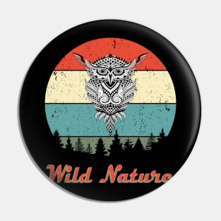 Wild Nature Owl Abstract Sunset Pin