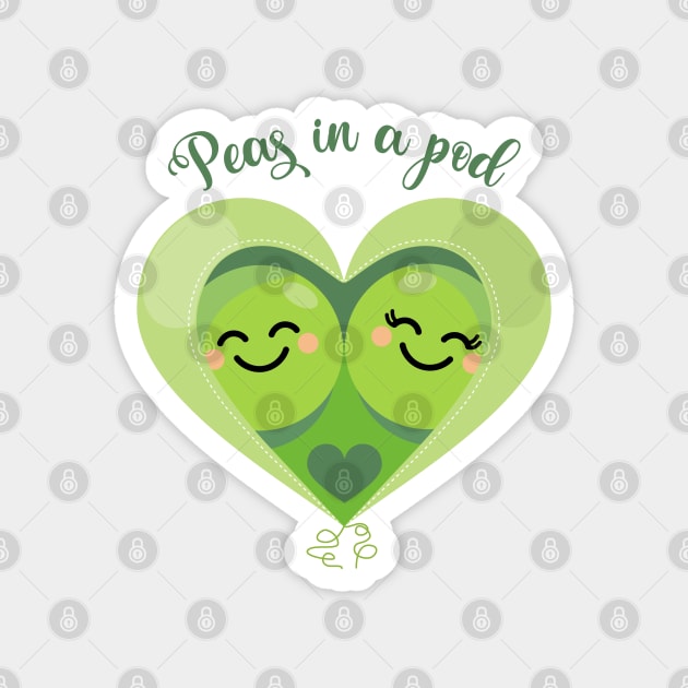 Peas in a Pod (Heart) White Magnet by VicEllisArt