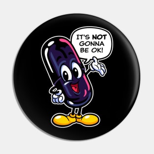 Black Pill ~ Retro Cartoon Mascot Pin