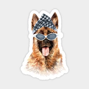 German shepherd plaid scarf hand drawn Magnet