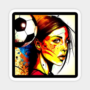 Soccer Player Graffiti Art Splash Paint Magnet