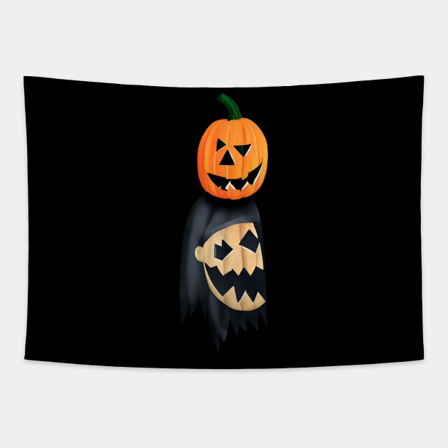 Halloween Scary Evil Pumpkin Funny Pumpkin Head Tapestry by ROVT ART 