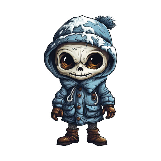 Spooky figure of a skull in a mask wearing a cloak, perfect for Halloween, covered with snow ! by maasPat