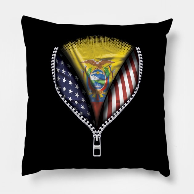 Ecuadorian Flag  Ecuador Flag American Flag Zip Down - Gift for Ecuadorian From Ecuador Pillow by Country Flags