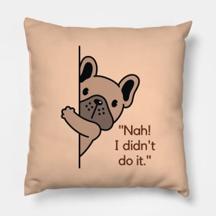 Cute Cartoon Brown Dog is Hiding Pillow