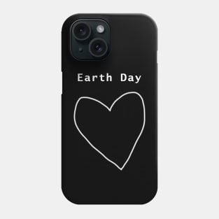 White Line Earth Day Heart Outline Phone Case