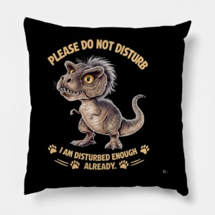 Cartoon drawing of a disheveled t-rex (2) Pillow