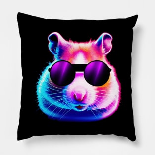 Rave Hamster Purple Retro Pop Art Colorful Pillow