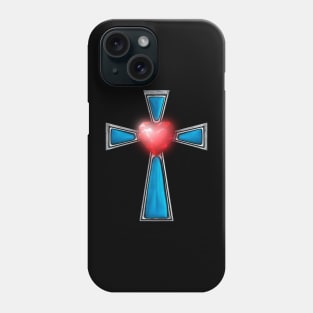 Cross Blue Stones Ruby Red Heart Phone Case