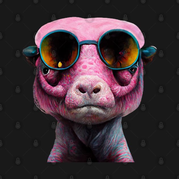 creature,photorealistic scary pig with pierced nose and sunglasses 8k by rogergren