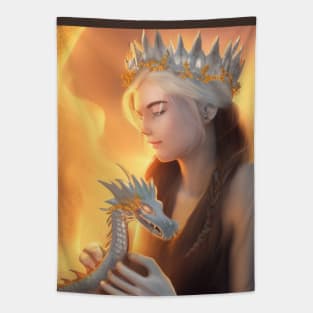 Queen with Fire Dragon Tapestry