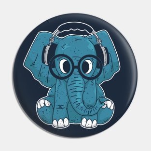 Cute Baby Elephant Listening to Music Pin