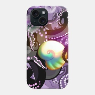 Purple and black octopus tentacles iridescent seashell rainbow bubble shimmer Phone Case