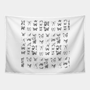 Butterflies in black and white pattern Tapestry