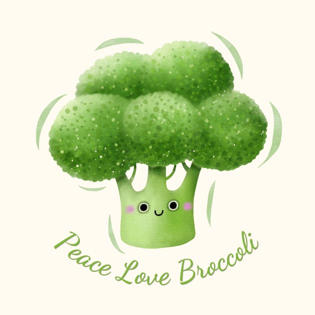 Peace Love Broccoli Watercolor by DesignArchitect