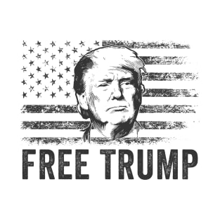 Free Trump Design With American Flag T-Shirt