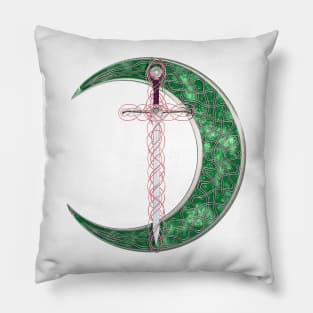 Green Celtic Moon Pillow