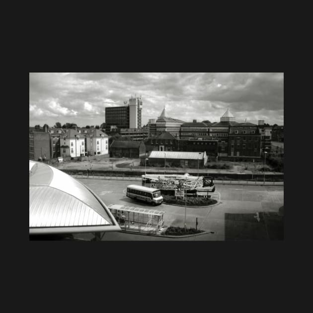 Landscape looking across Norwich bus station, Norfolk, UK by richflintphoto