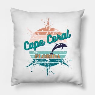 Cape Coral Florida Exploding Retro Sunset Pillow