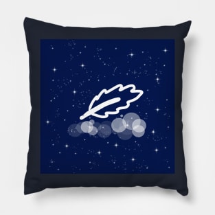 pen, feather, writing, copywriting, writer, night, technology, light, universe, cosmos, galaxy, shine, concept, illustration Pillow