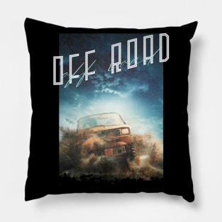 Off Road Vehicle Text in Dark Black background Pillow